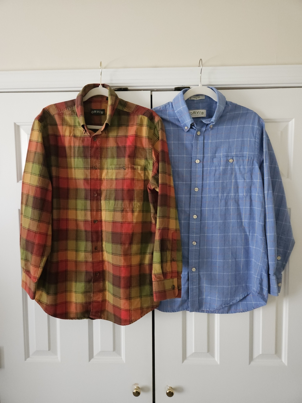 Orvis Men's M Lot of 2 Plaid Long Sleeve Button-Down Cotton Woven Shirts